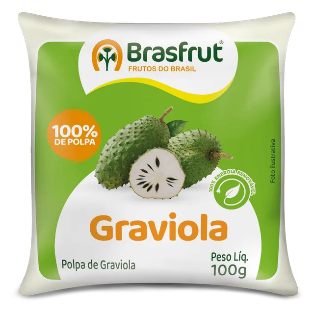 Polpa de Graviola, Pacote com 12 × 100 g, Brasfrut