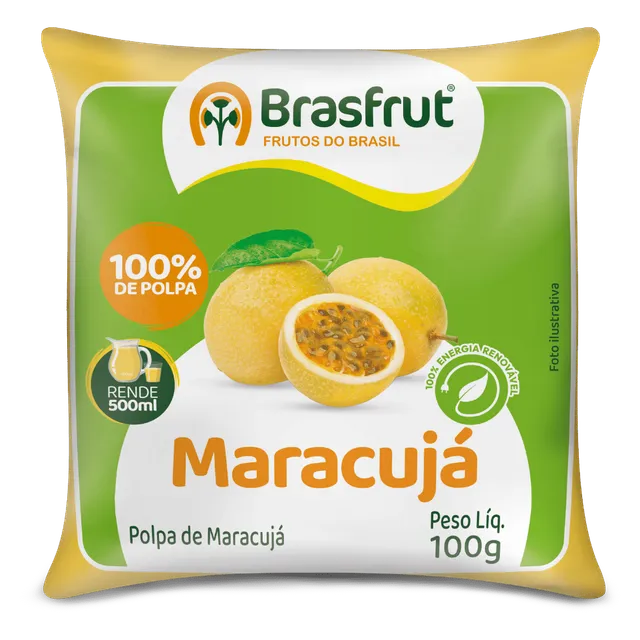 Polpa de Maracujá, Pacote com 12 × 100 g, Brasfrut