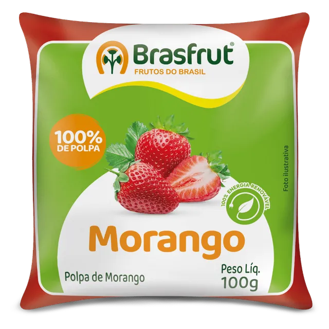 Polpa de Morango, Pacote com 12 × 100 g, Brasfrut
