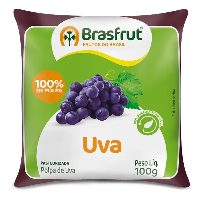 Polpa de Uva, Pacote com 12 × 100 g, Brasfrut